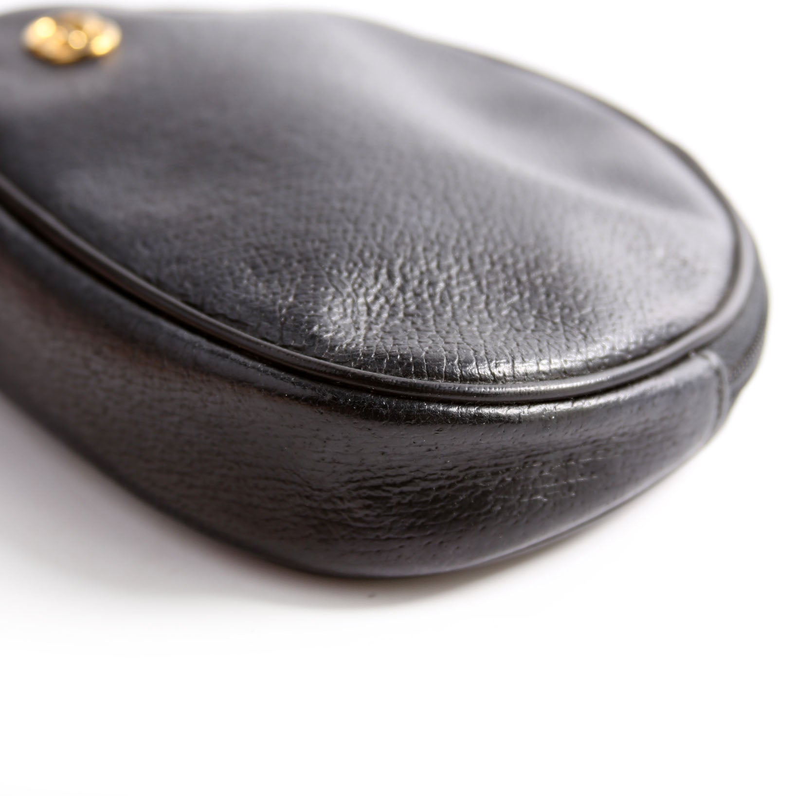 039-004 GG Zip Pouch Leather Vintage Black