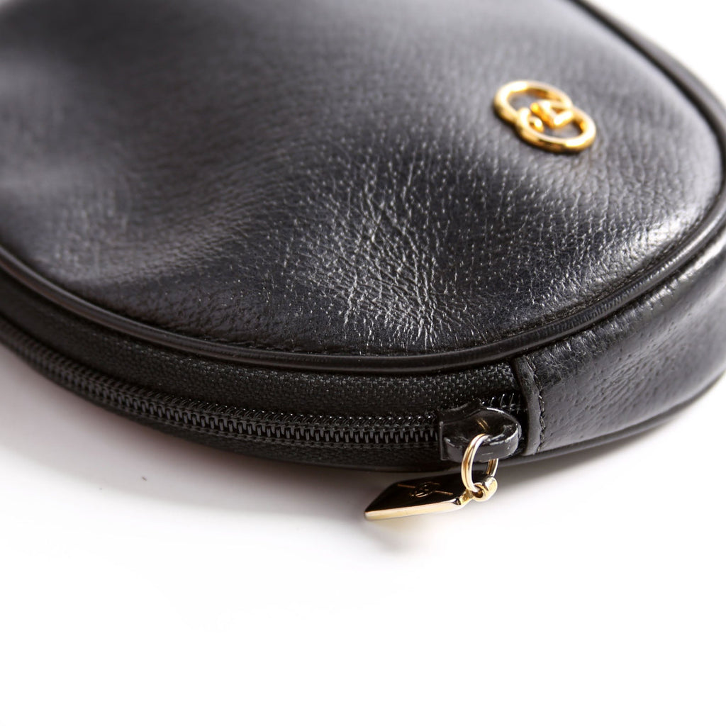 039-004 GG Zip Pouch Leather Vintage Black