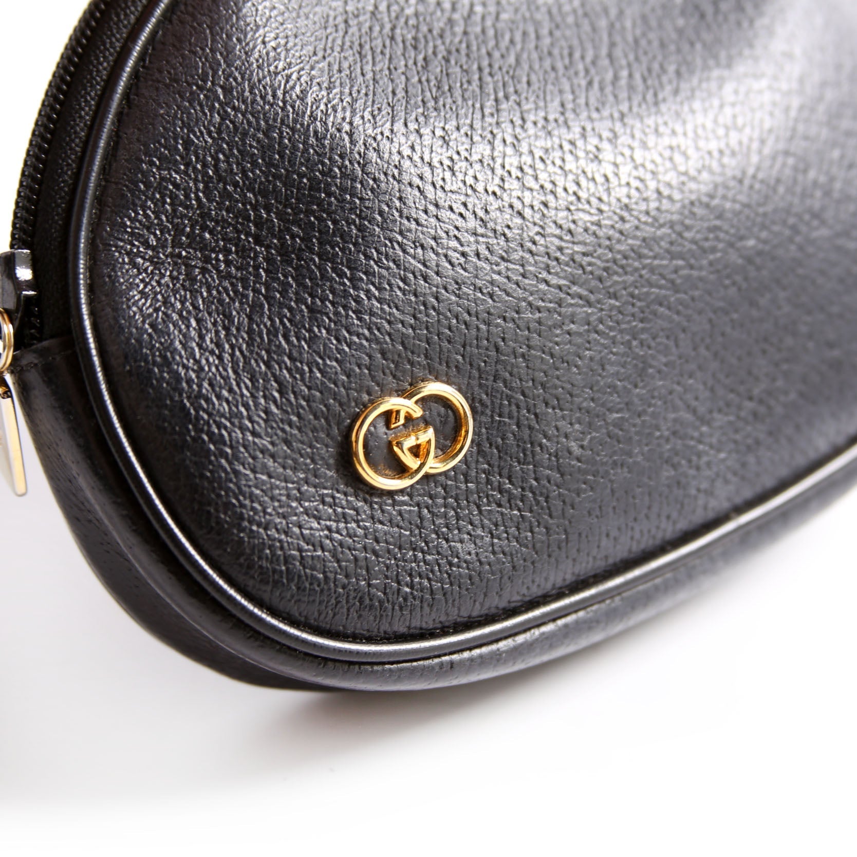 039-004 GG Zip Pouch Leather Vintage Black