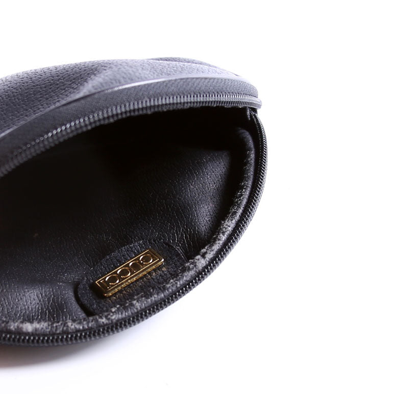 039-004 GG Zip Pouch Leather Vintage Black