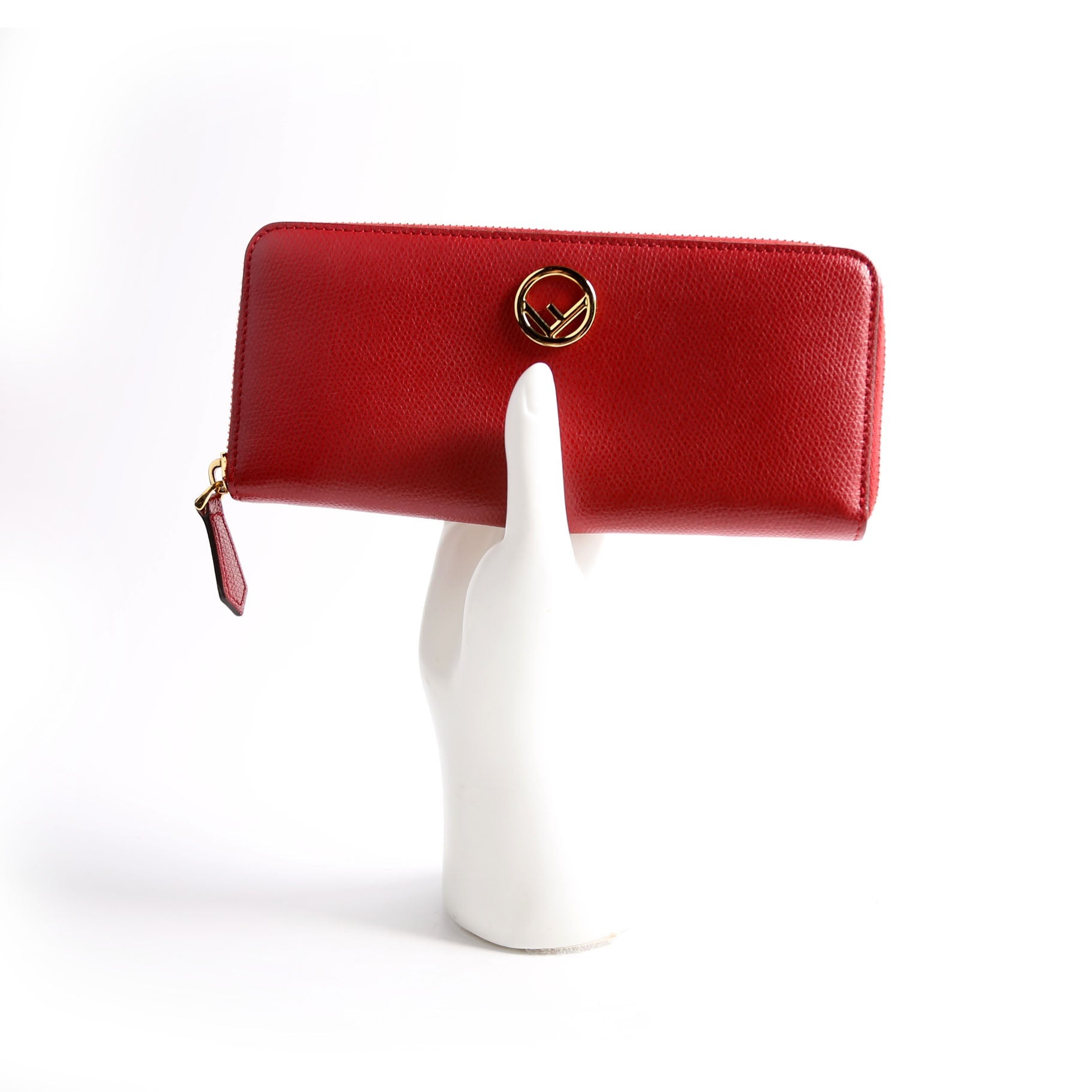 8M0406 F Is Fendi Slim Zip Around Wallet Red