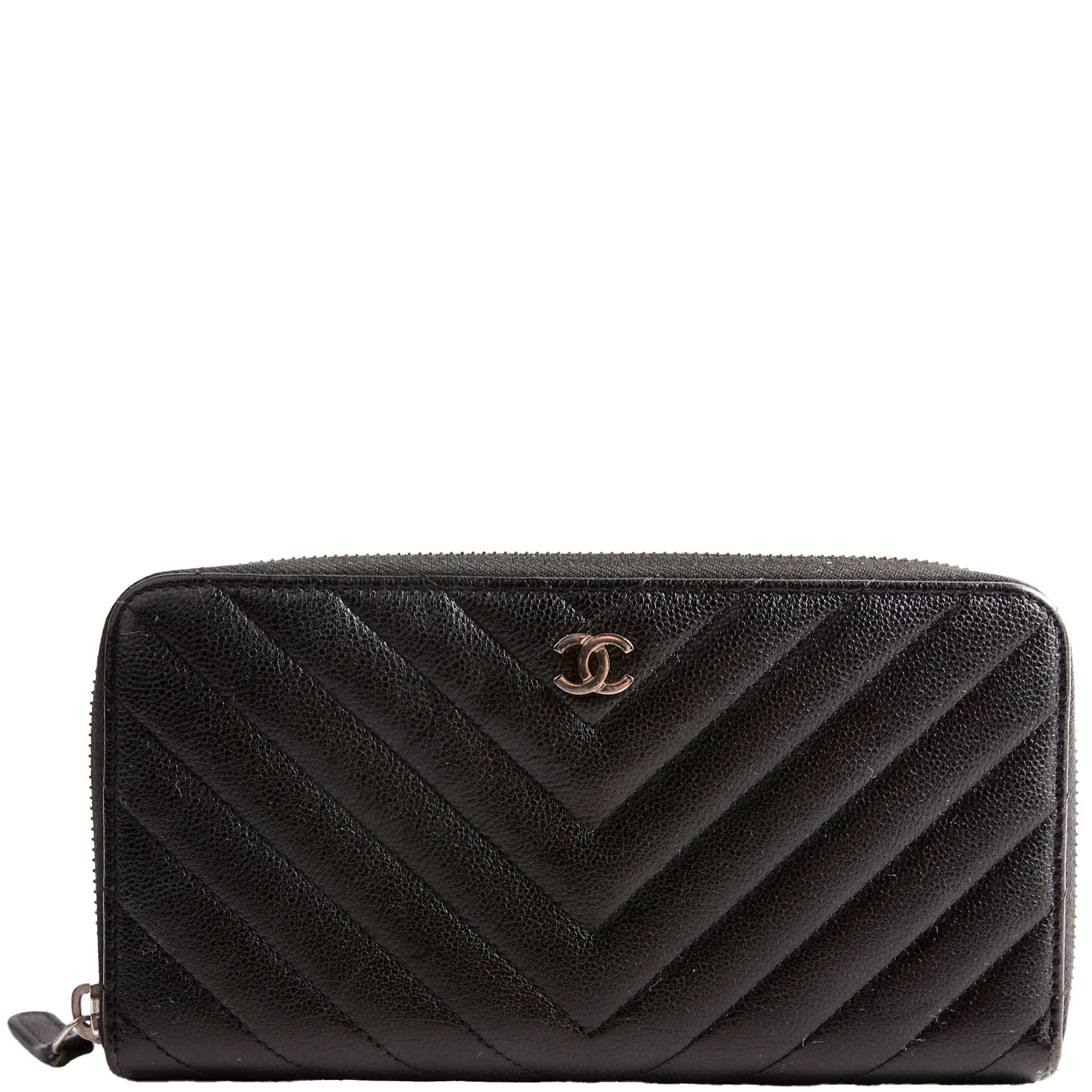 Chevron Zip Around Wallet 25M Black
