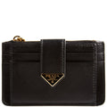1MC038 Saffiano Triangle Logo Zip Card Case Black