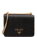 1BD133 Saffiano Chain Crossbody Black