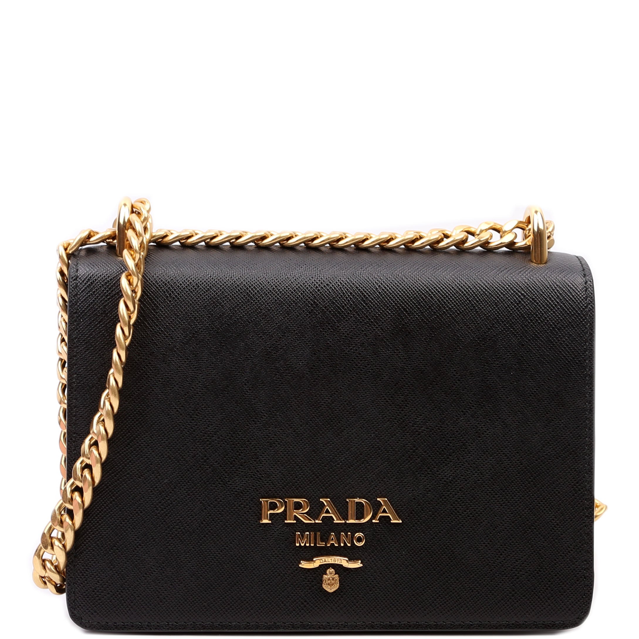 1BD133 Saffiano Chain Crossbody Black