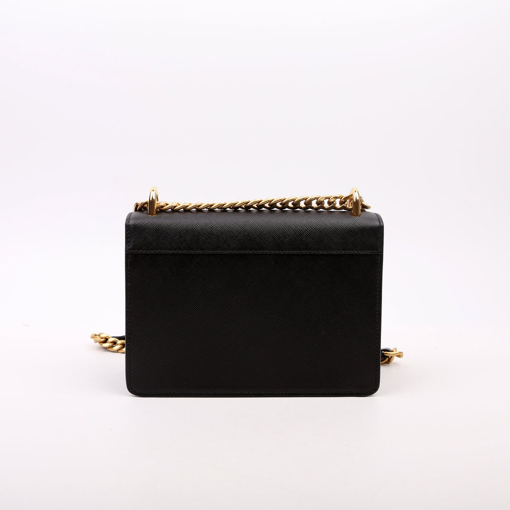 1BD133 Saffiano Chain Crossbody Black