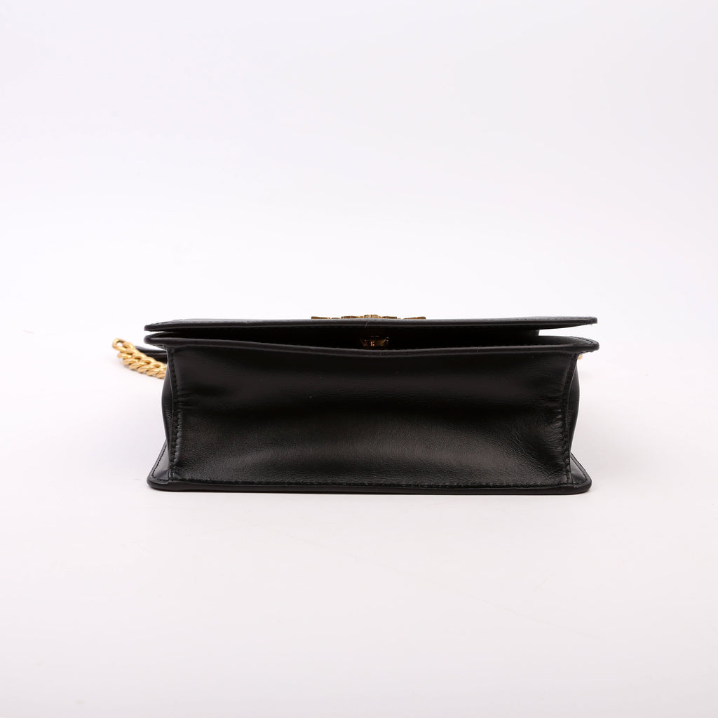 1BD133 Saffiano Chain Crossbody Black