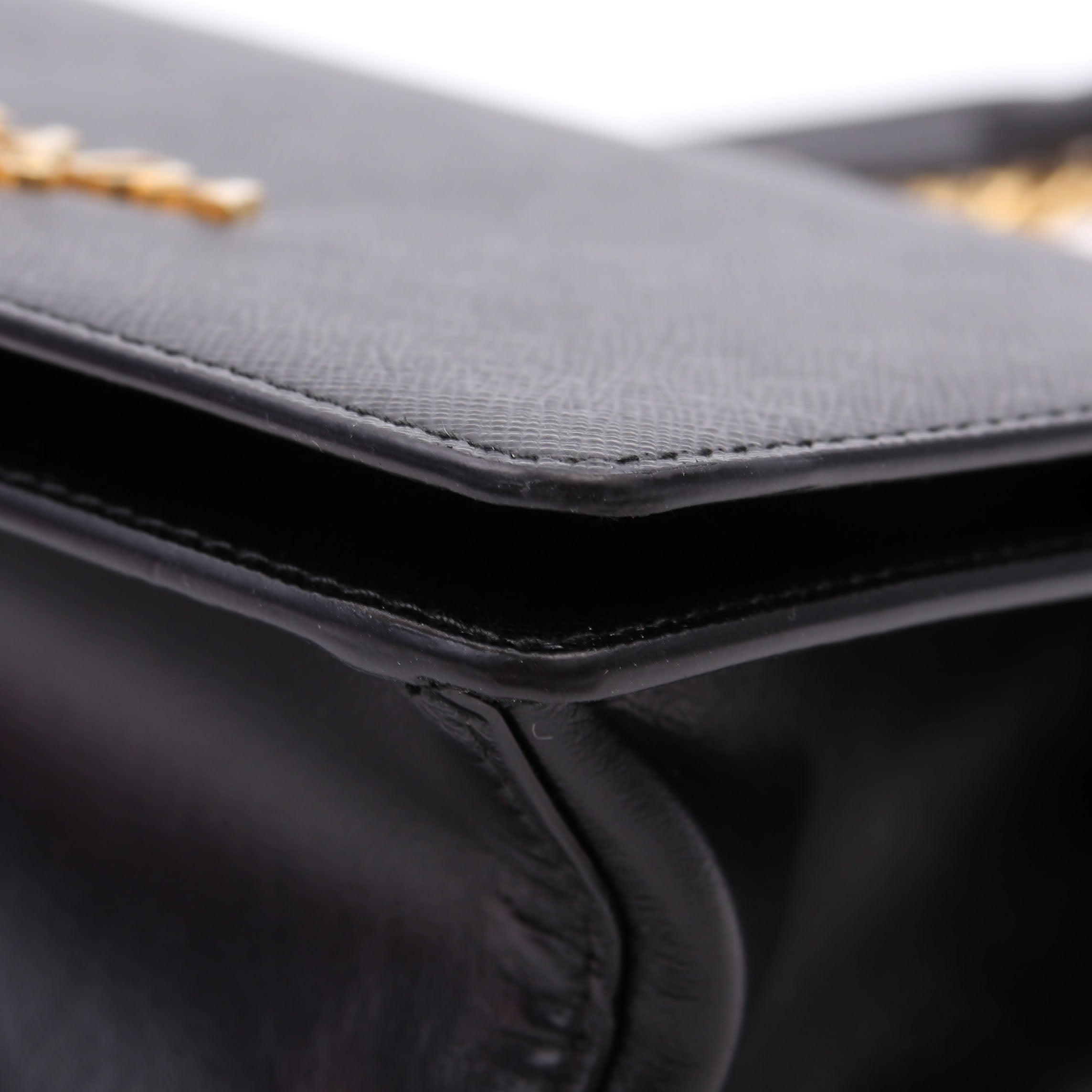 1BD133 Saffiano Chain Crossbody Black