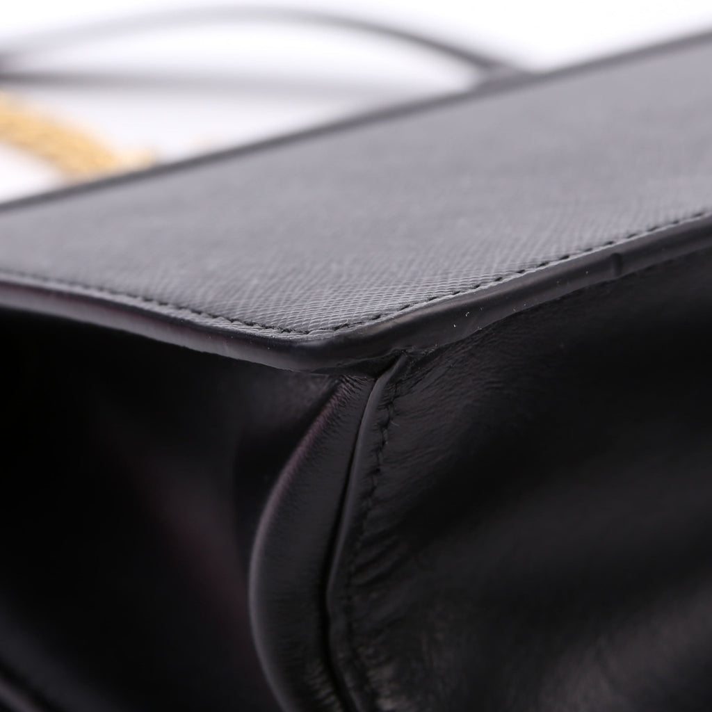 1BD133 Saffiano Chain Crossbody Black