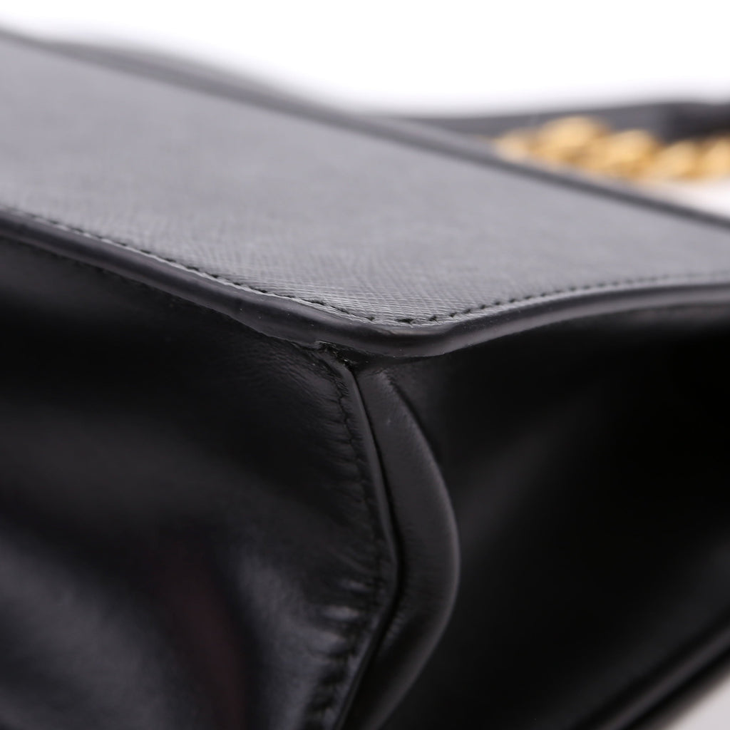 1BD133 Saffiano Chain Crossbody Black