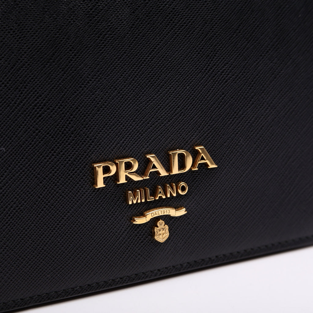 1BD133 Saffiano Chain Crossbody Black