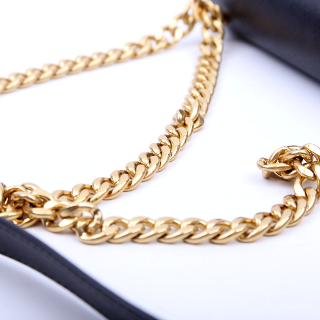 1BD133 Saffiano Chain Crossbody Black