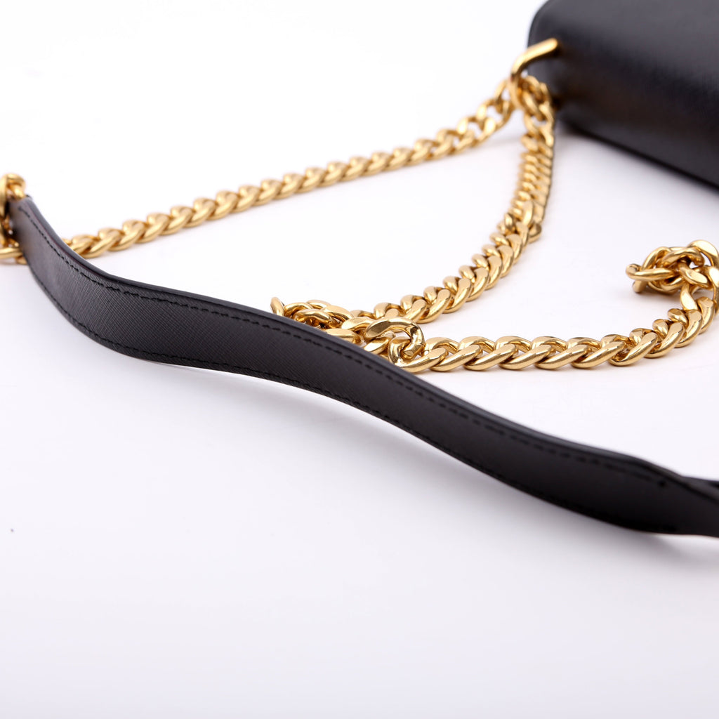 1BD133 Saffiano Chain Crossbody Black