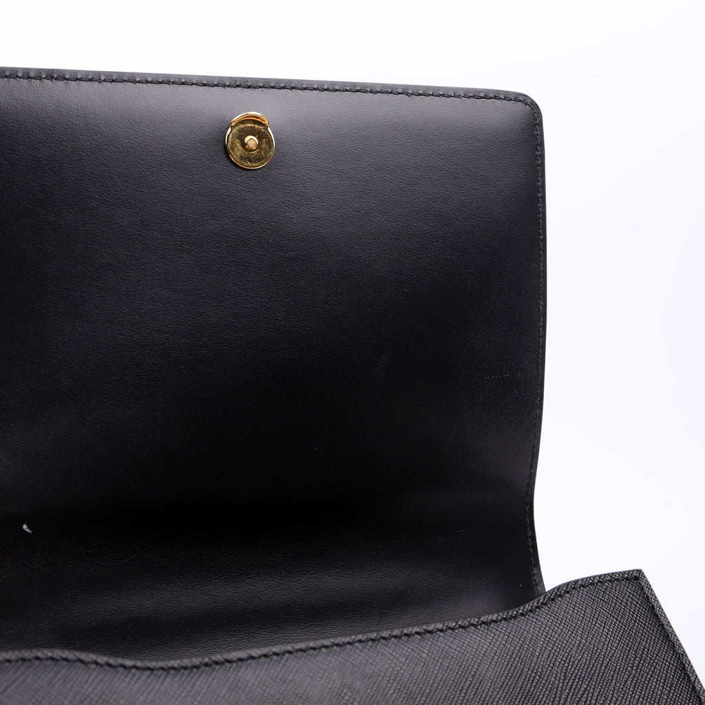 1BD133 Saffiano Chain Crossbody Black
