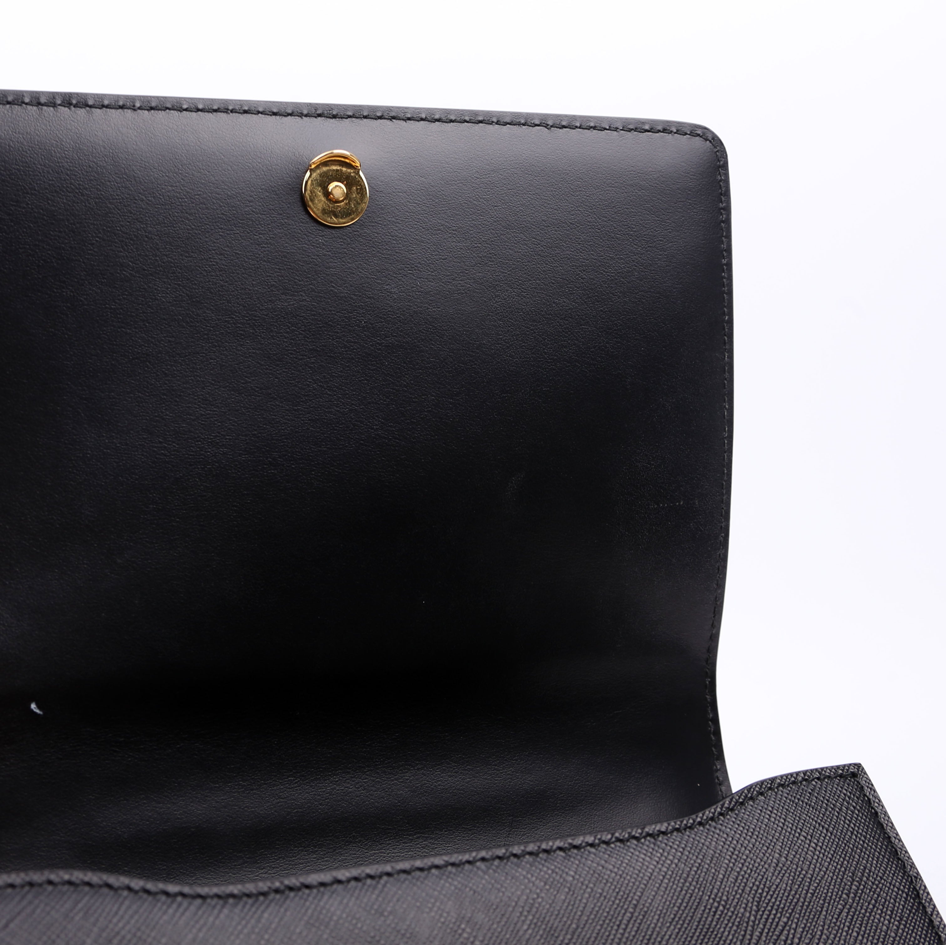 1BD133 Saffiano Chain Crossbody Black