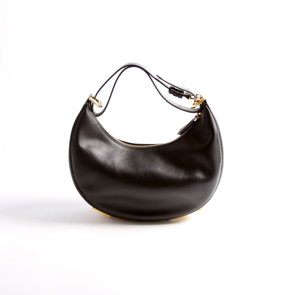 8BR798 Fendigraphy Small Leather Hobo Black