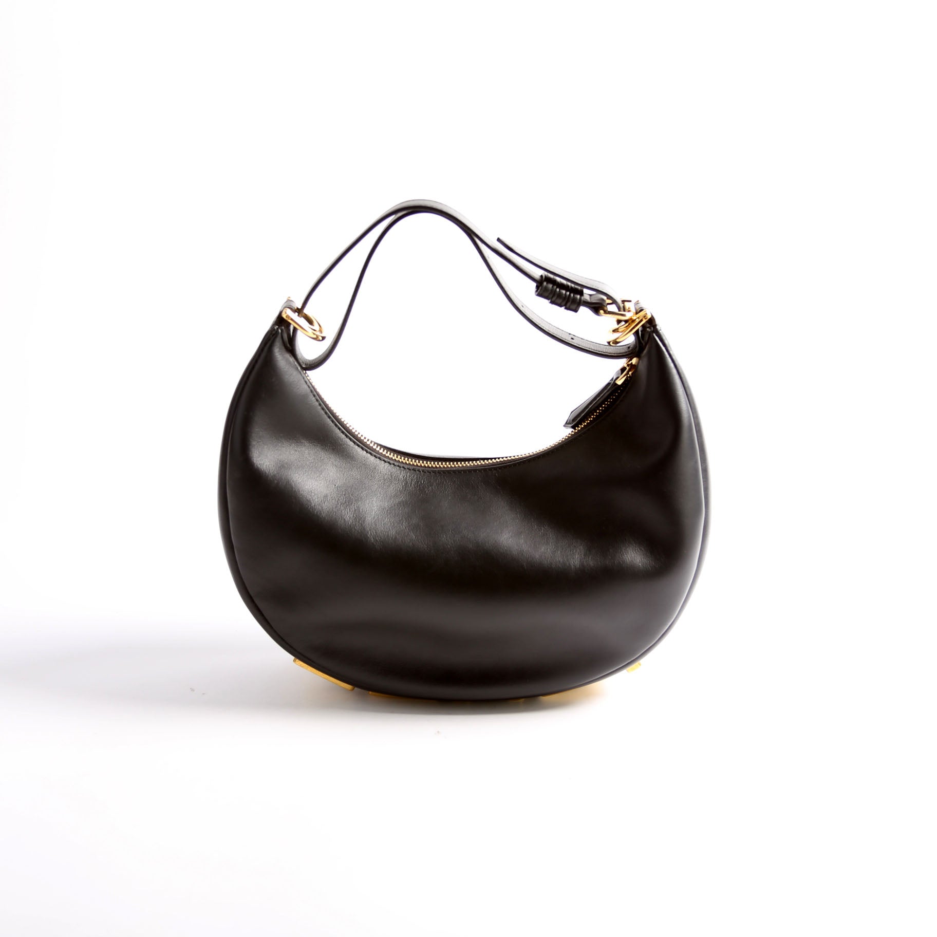 8BR798 Fendigraphy Small Leather Hobo Black
