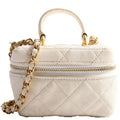 Mini Top Handle Vanity With Chain Caviar 30M White