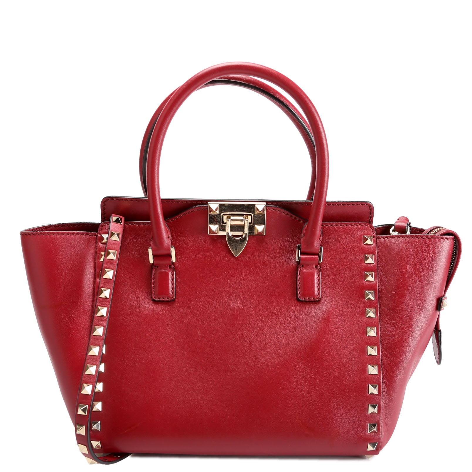Rockstud Double Handle Tote Small Maroon