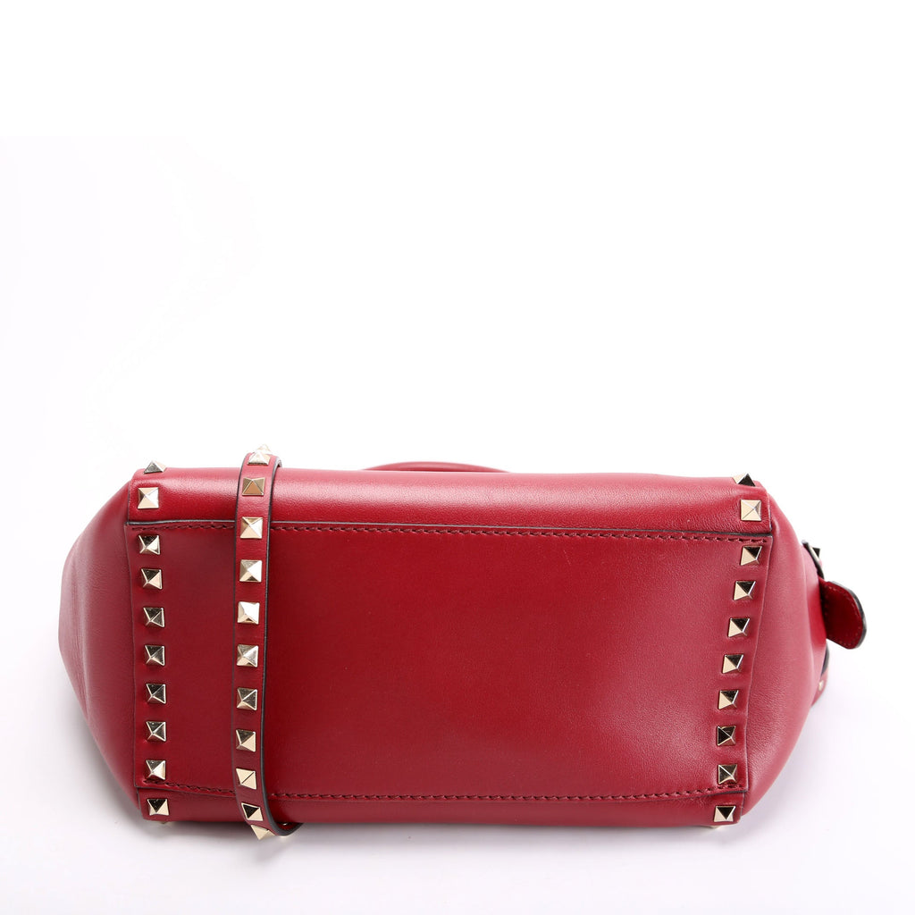 Rockstud Double Handle Tote Small Maroon