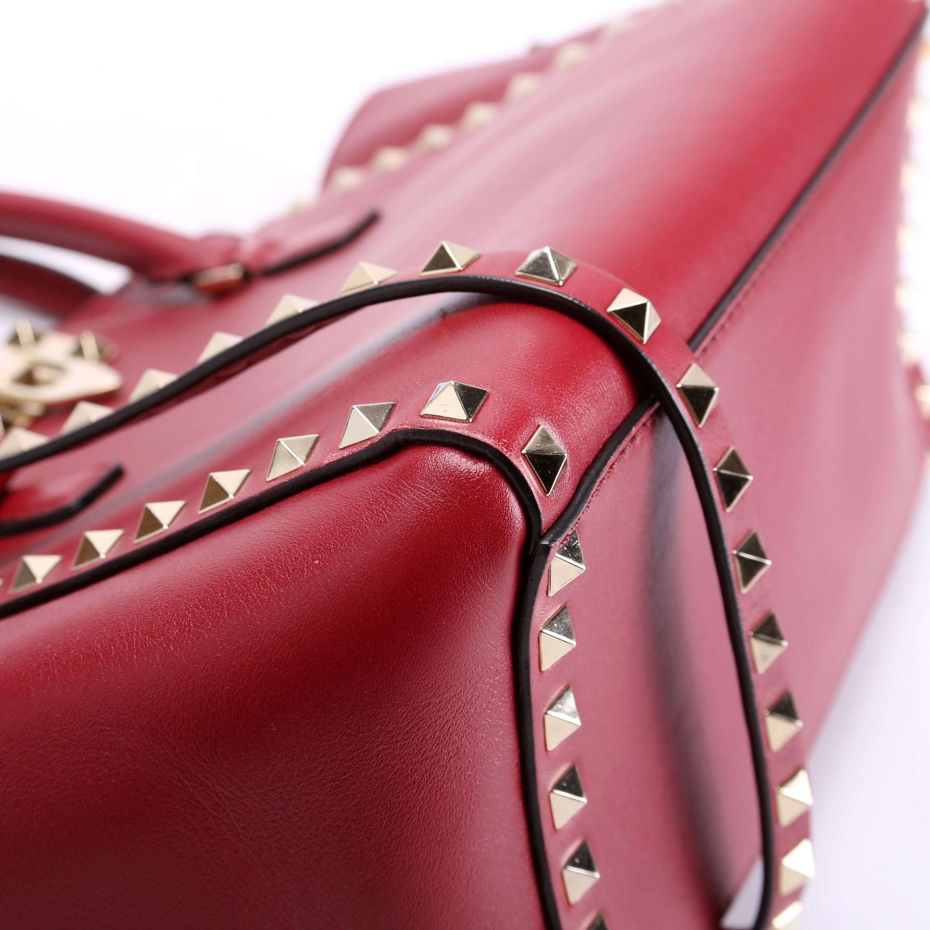 Rockstud Double Handle Tote Small Maroon