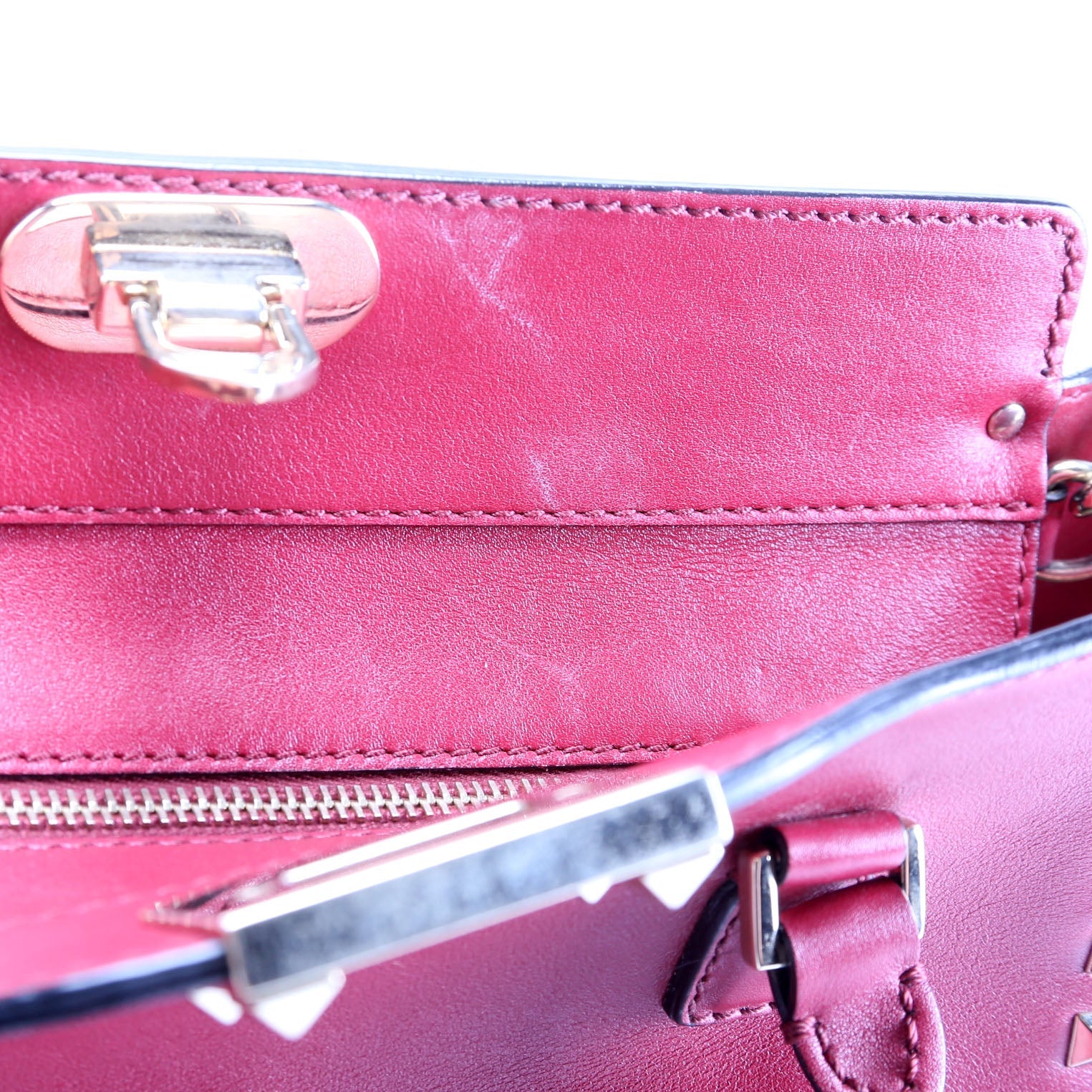 Rockstud Double Handle Tote Small Maroon