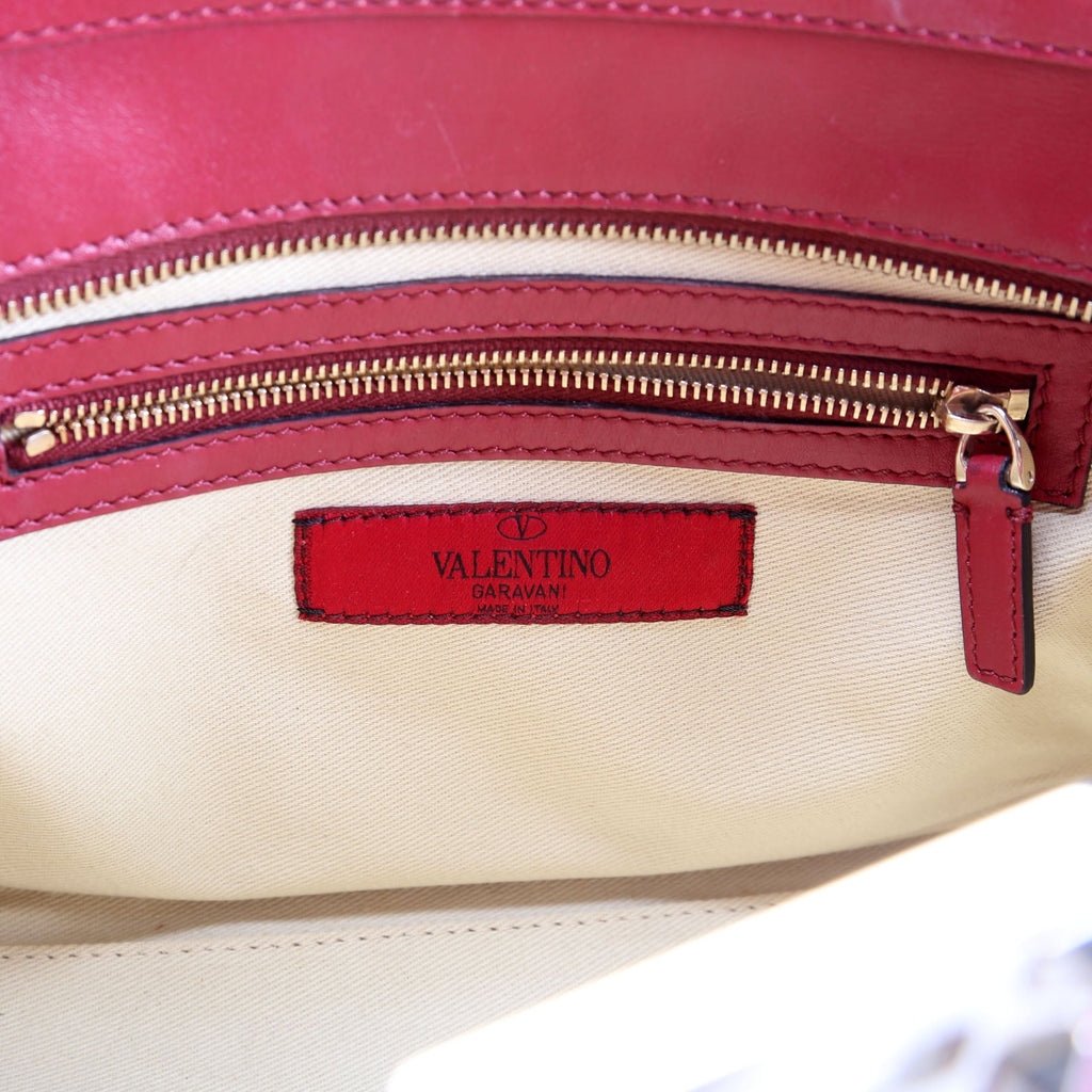 Rockstud Double Handle Tote Small Maroon