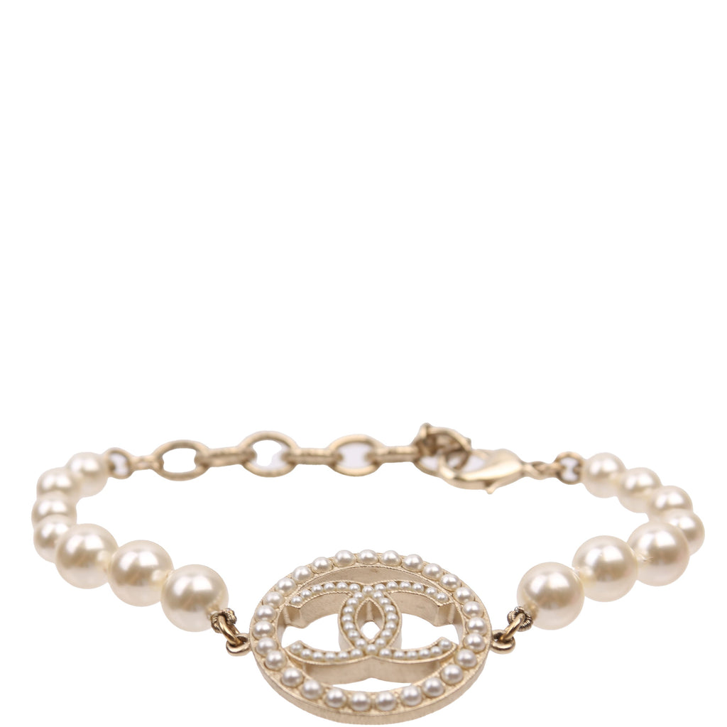 Faux Pearl CC Bead Bracelet