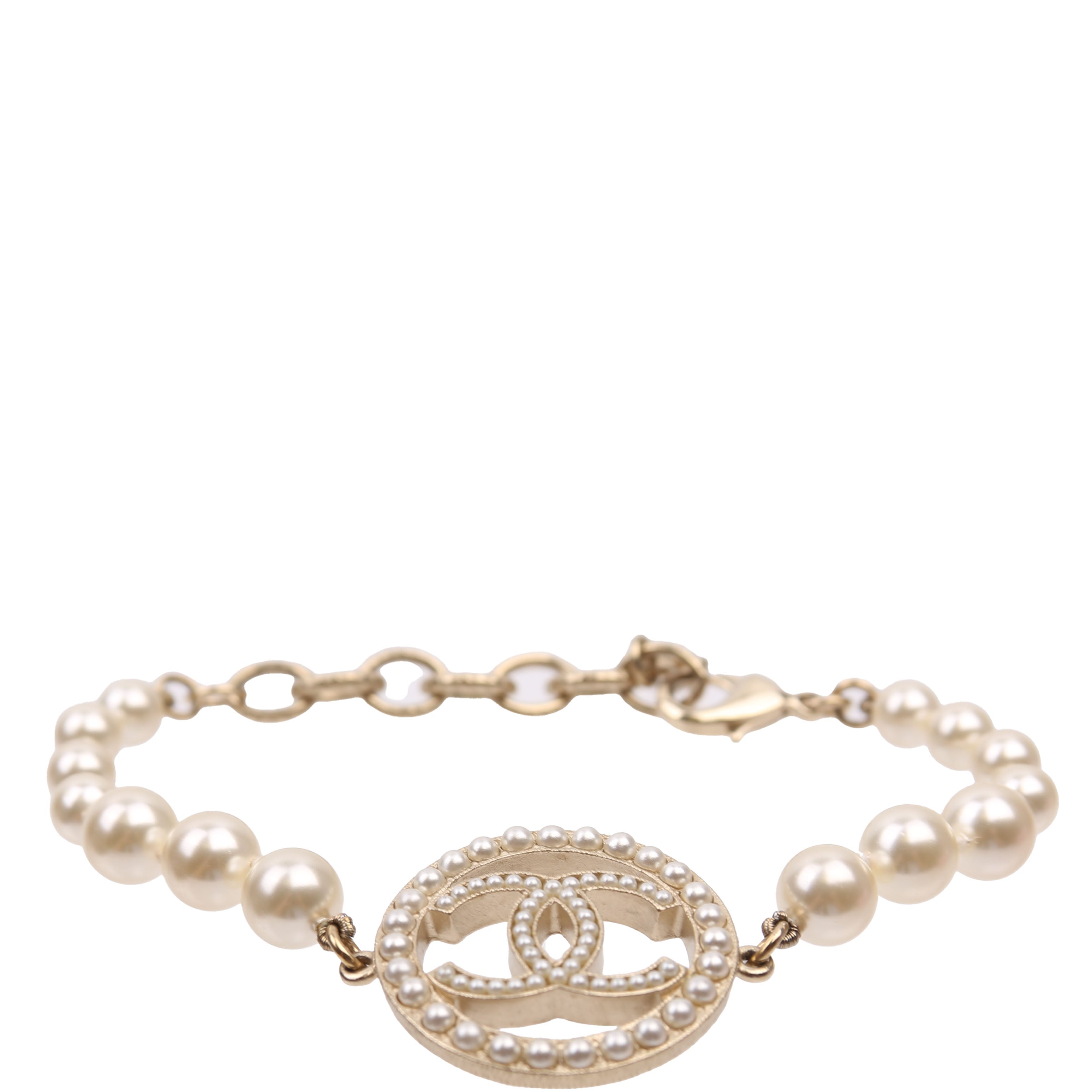 Faux Pearl CC Bead Bracelet
