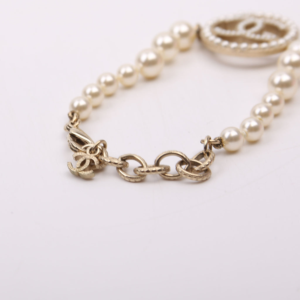 Faux Pearl CC Bead Bracelet