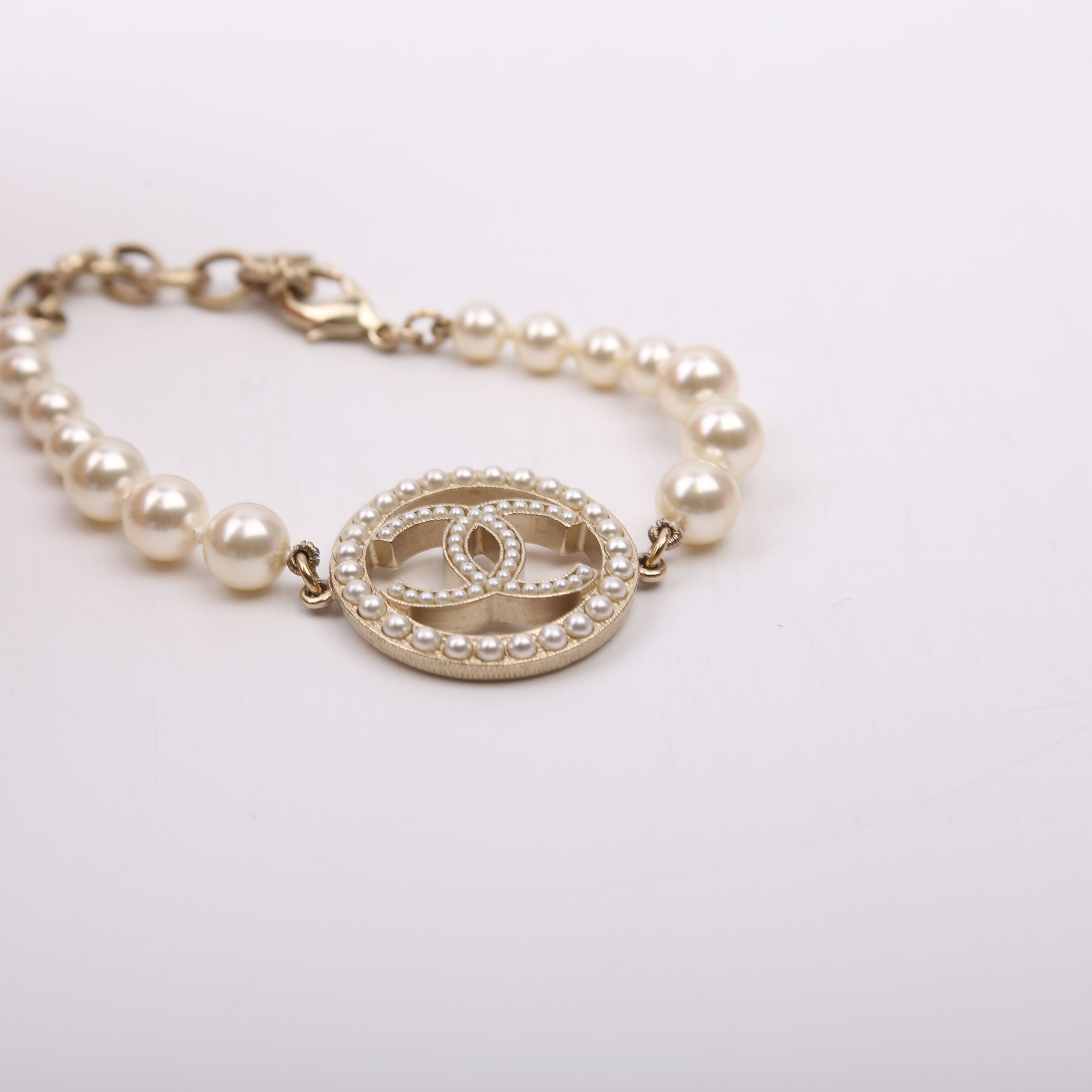 Faux Pearl CC Bead Bracelet