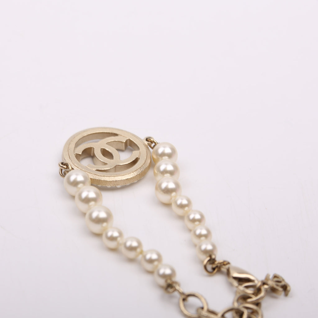Faux Pearl CC Bead Bracelet