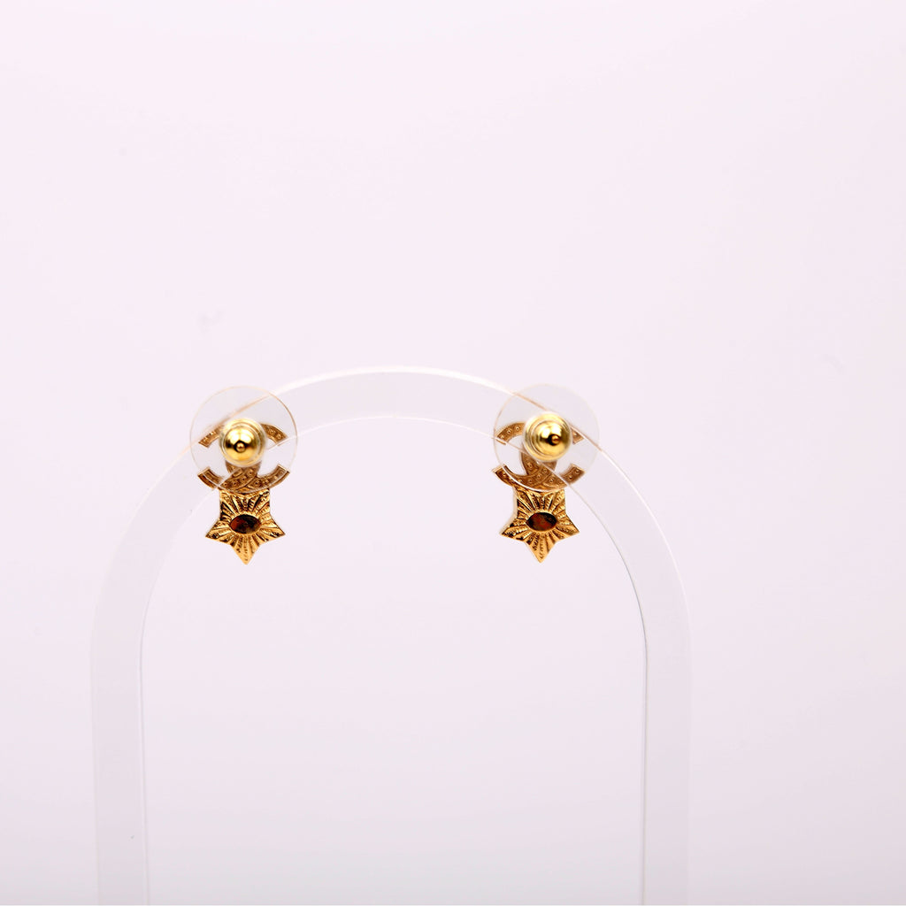 CC Strass Faux Pearl Star Drop Earrings