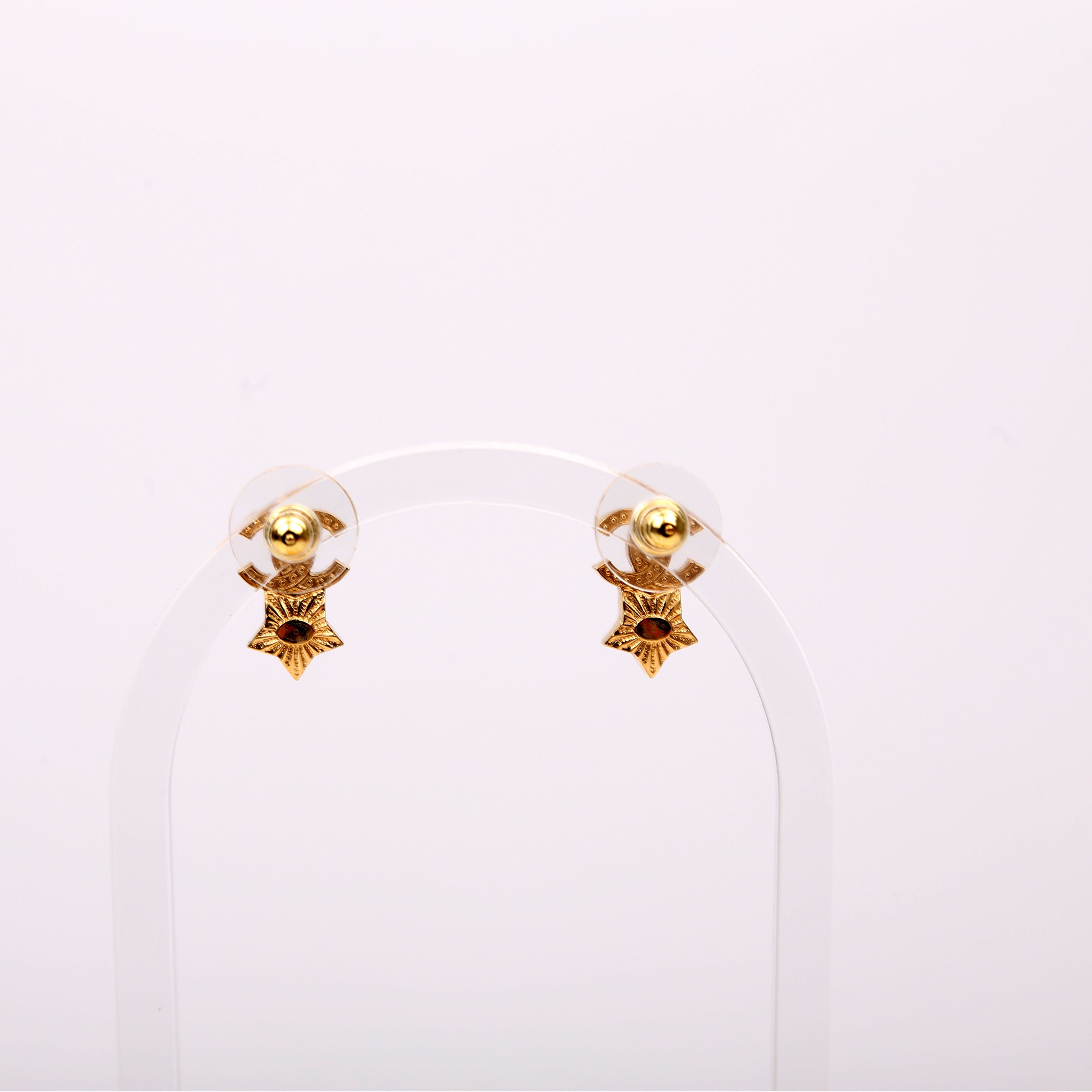 CC Strass Faux Pearl Star Drop Earrings