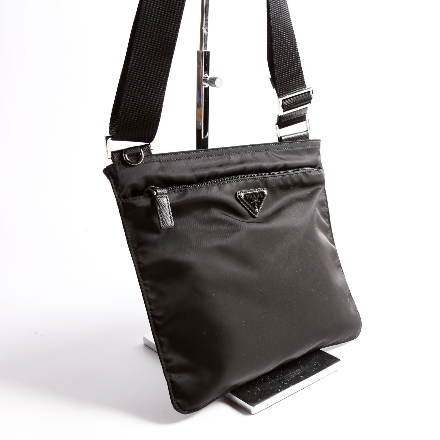 1BH978 Re-nylon/Saffiano Shoulder Bag Black