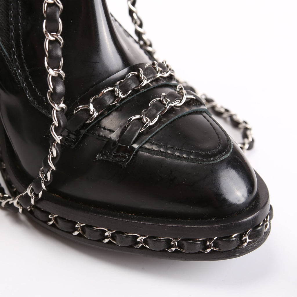 Chained Patent Tall Combat Boots Size 38.5