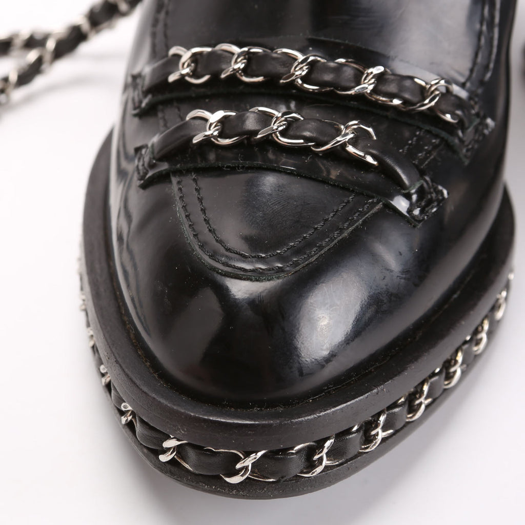Chained Patent Tall Combat Boots Size 38.5
