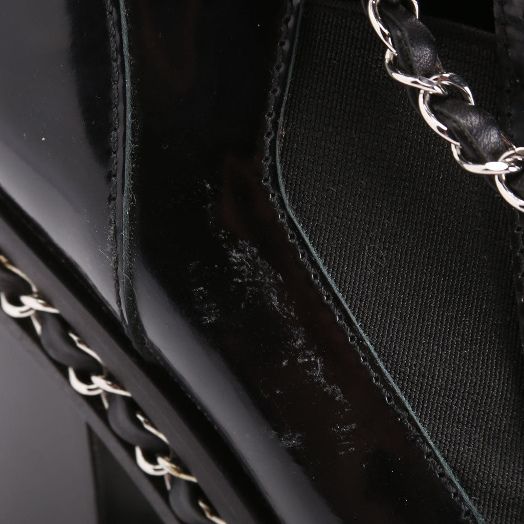 Chained Patent Tall Combat Boots Size 38.5