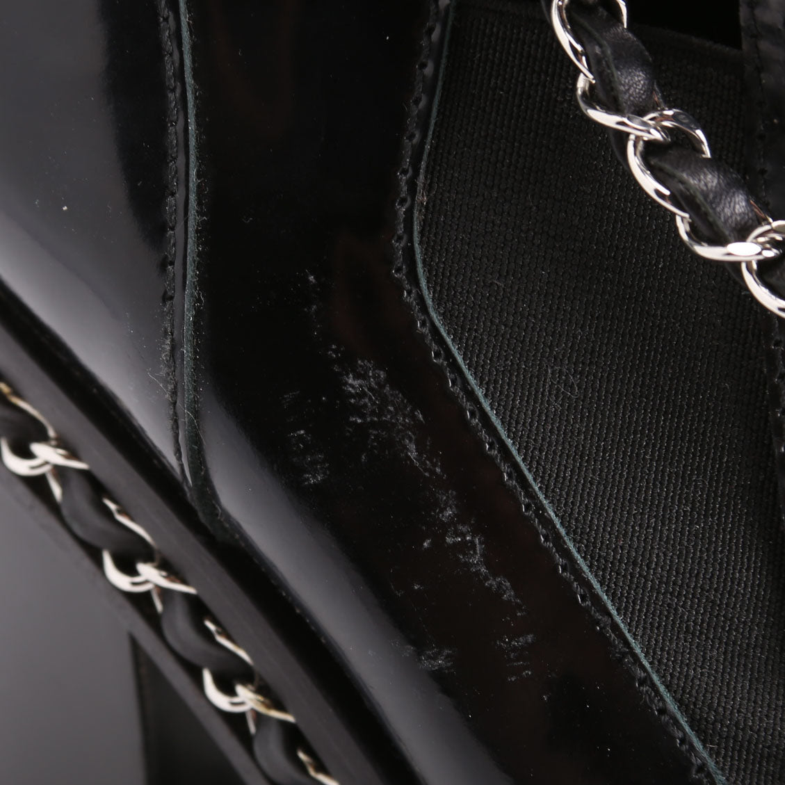 Chained Patent Tall Combat Boots Size 38.5