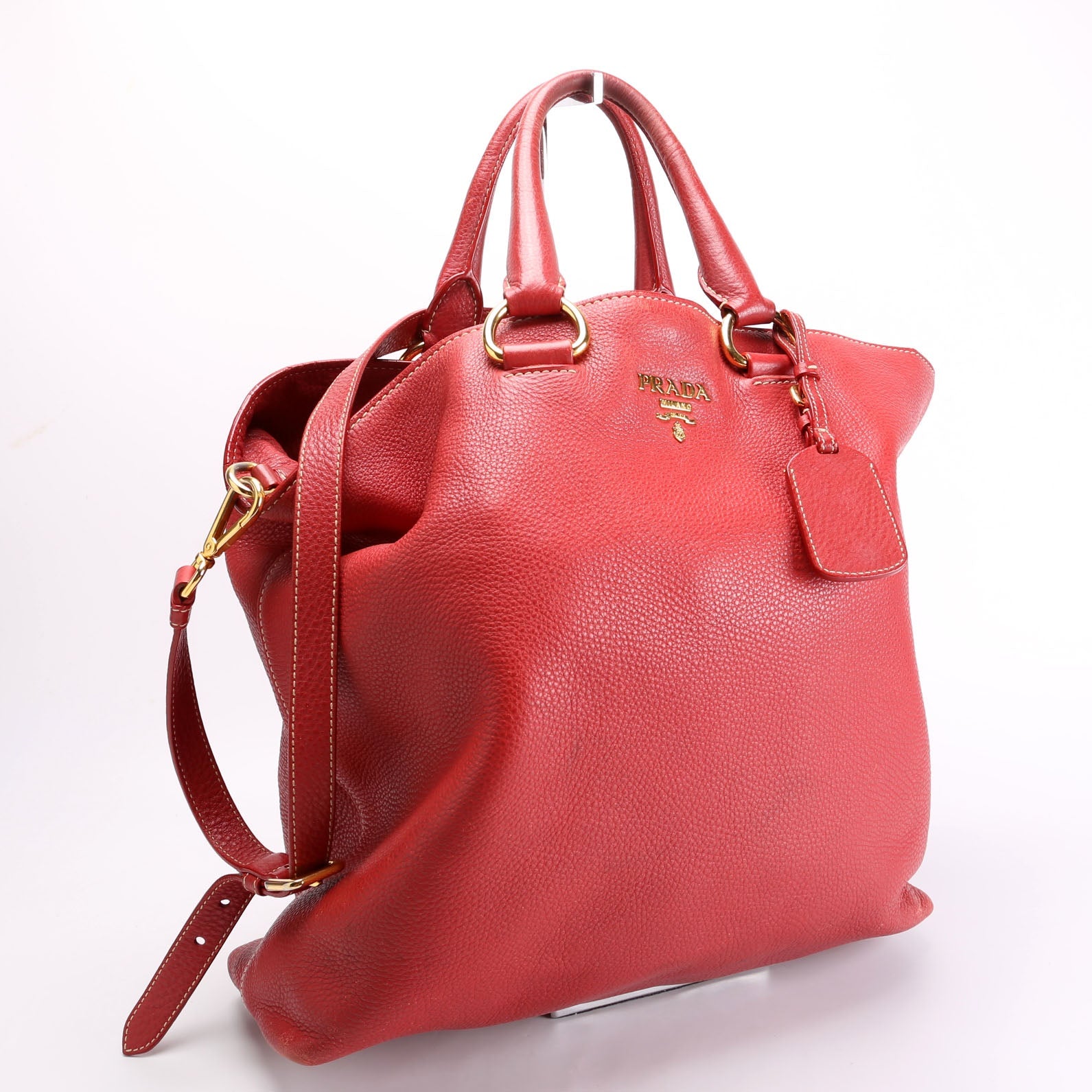 BN1713 Soft Calf Large Shopping Tote Red