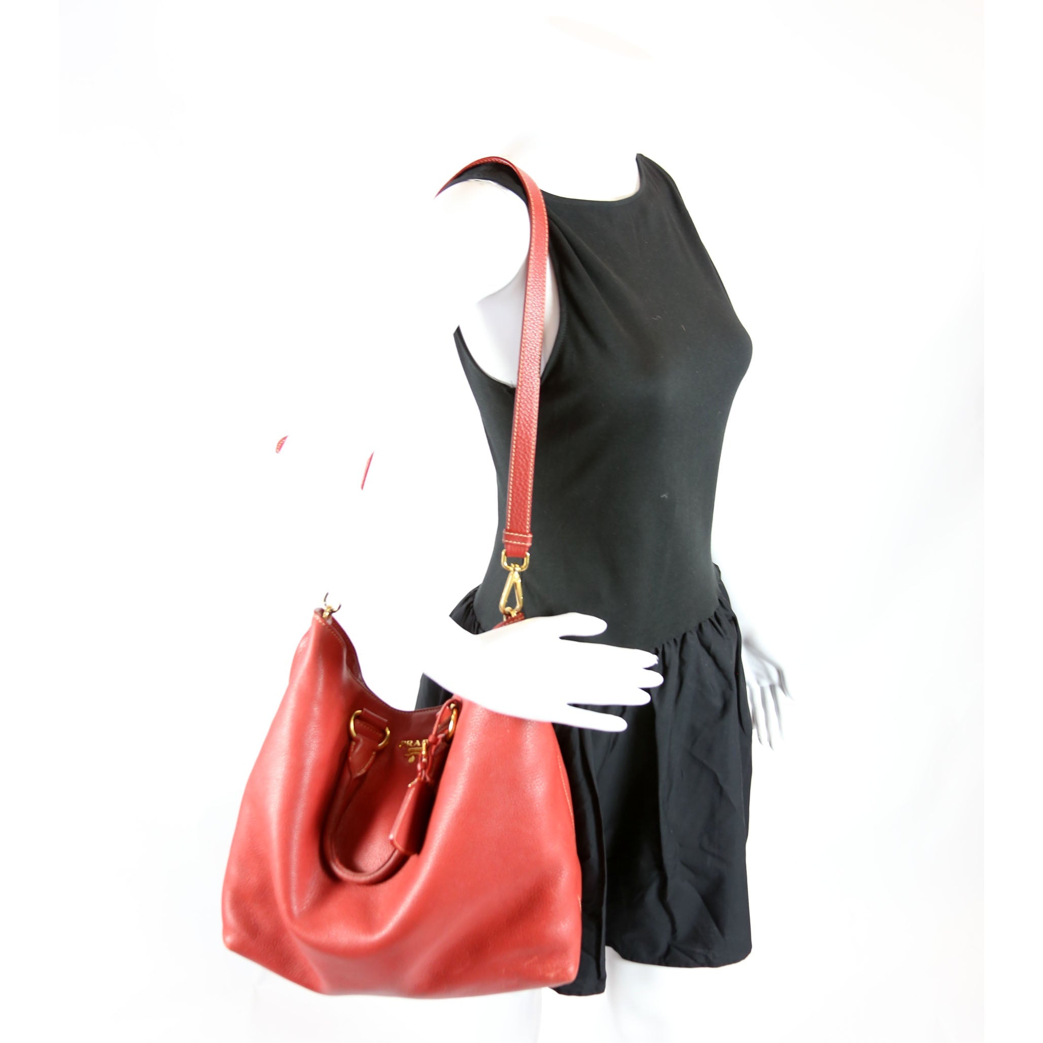 BN1713 Soft Calf Large Shopping Tote Red