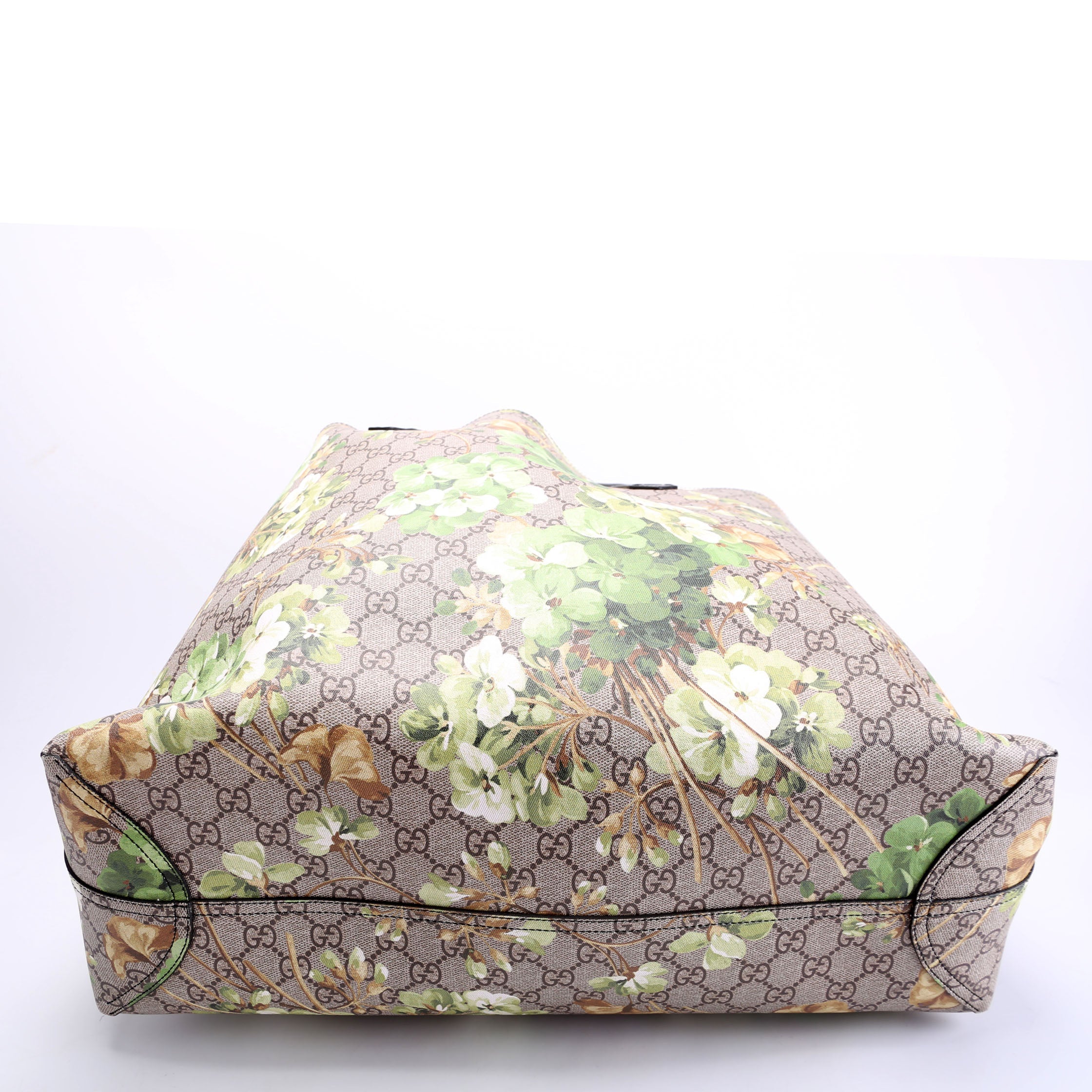 368568 GG Blooms Reverse Medium Tote Beige/Green/Black
