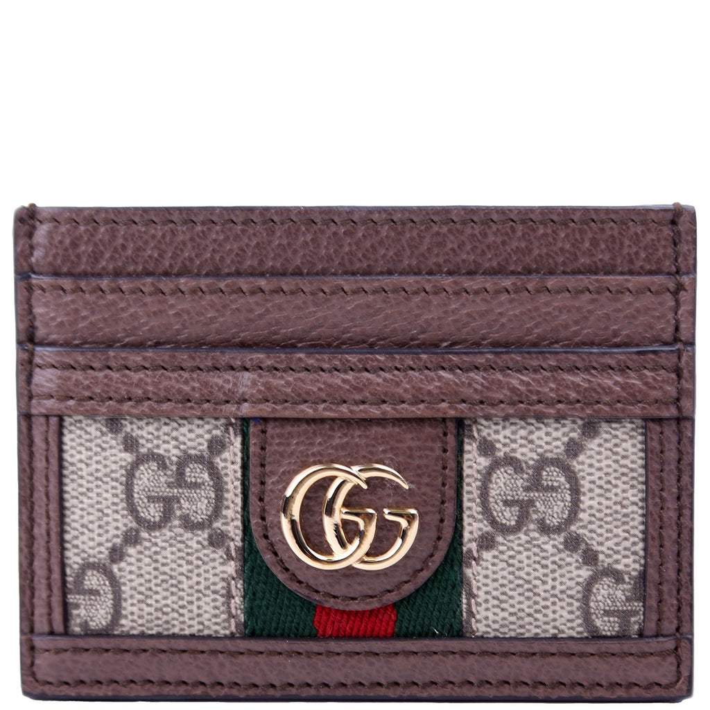 523159 Ophidia GG Card Case Brown