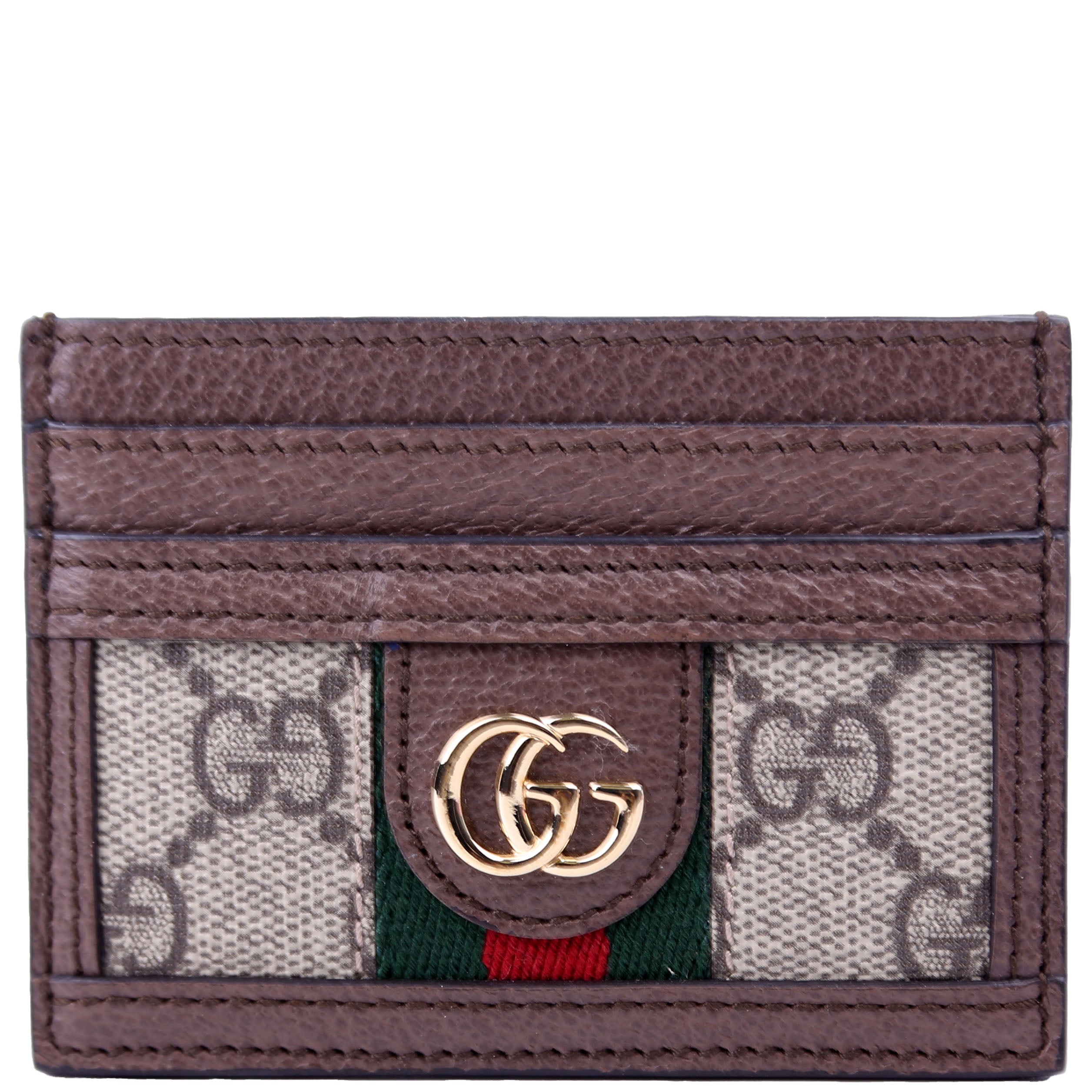 523159 Ophidia GG Card Case Brown