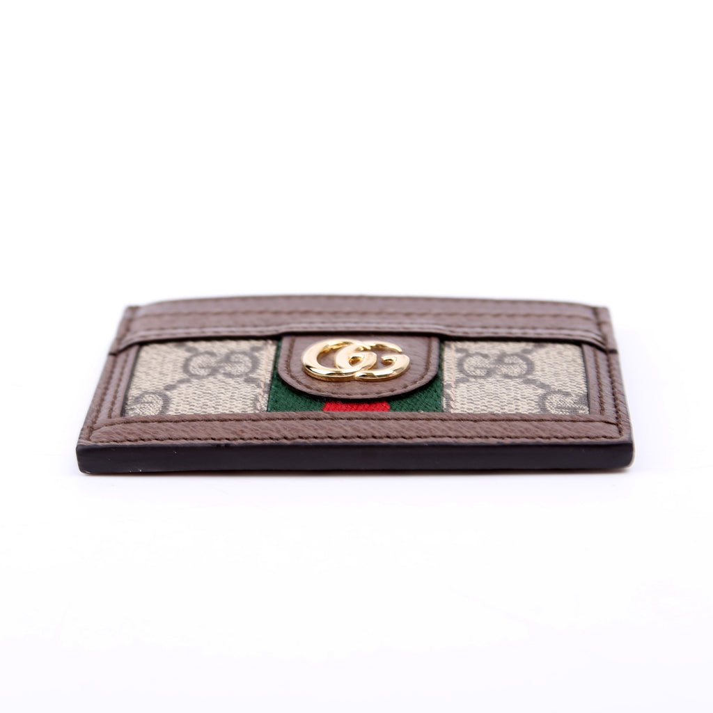 523159 Ophidia GG Card Case Brown