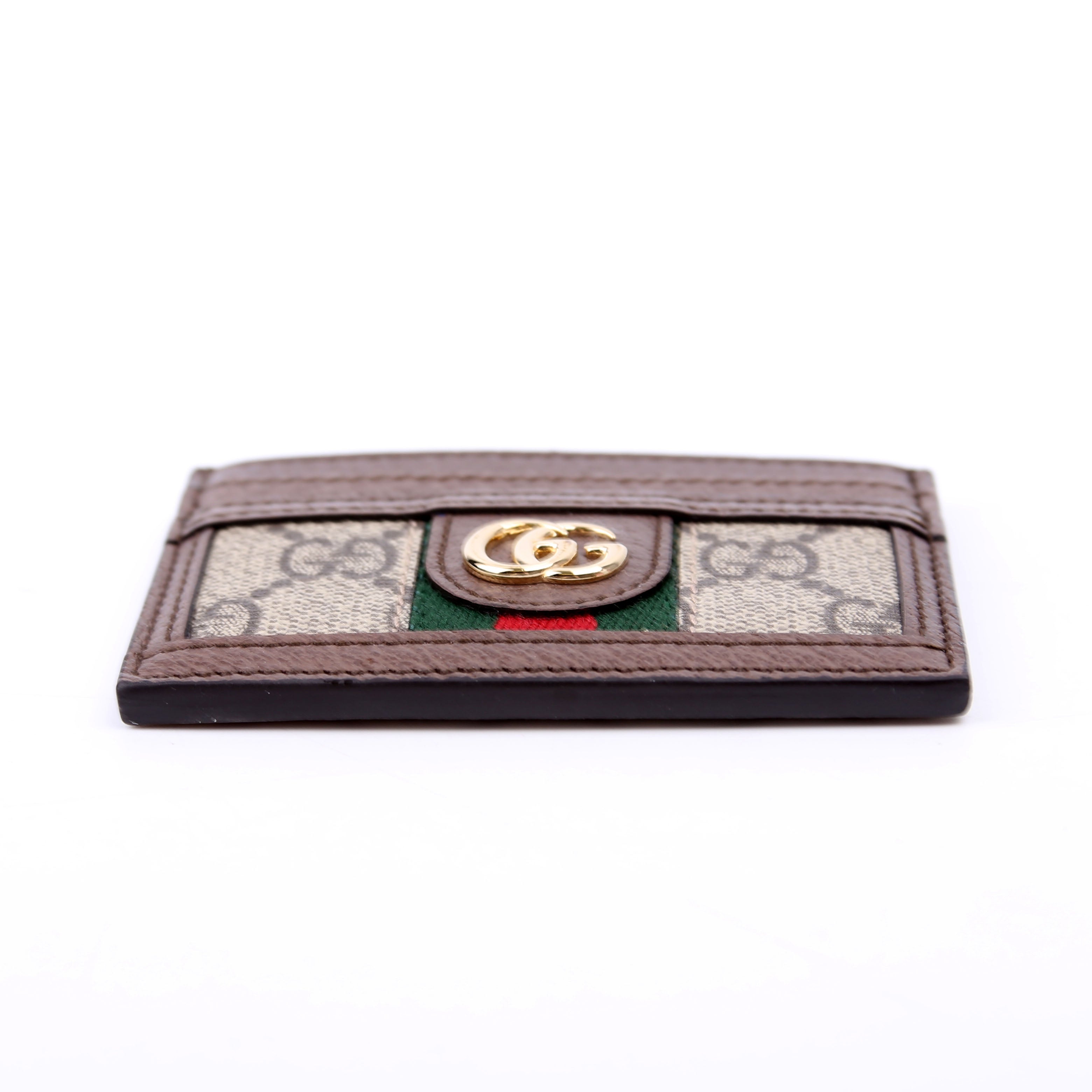 523159 Ophidia GG Card Case Brown