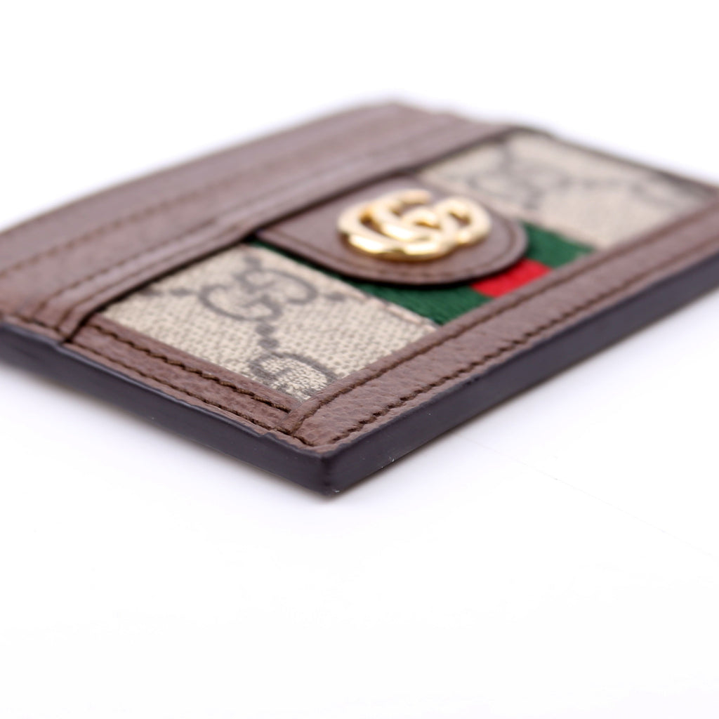 523159 Ophidia GG Card Case Brown