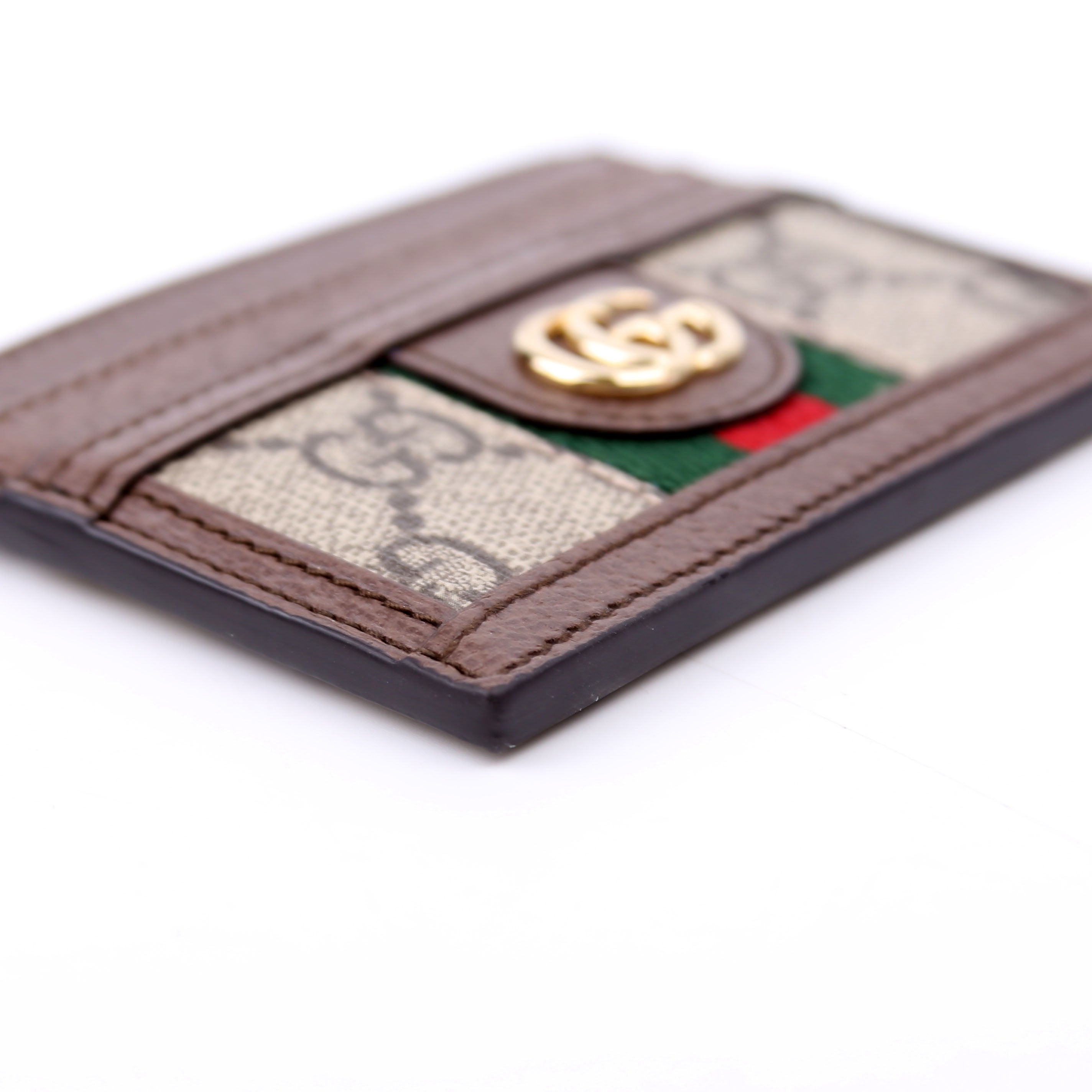 523159 Ophidia GG Card Case Brown