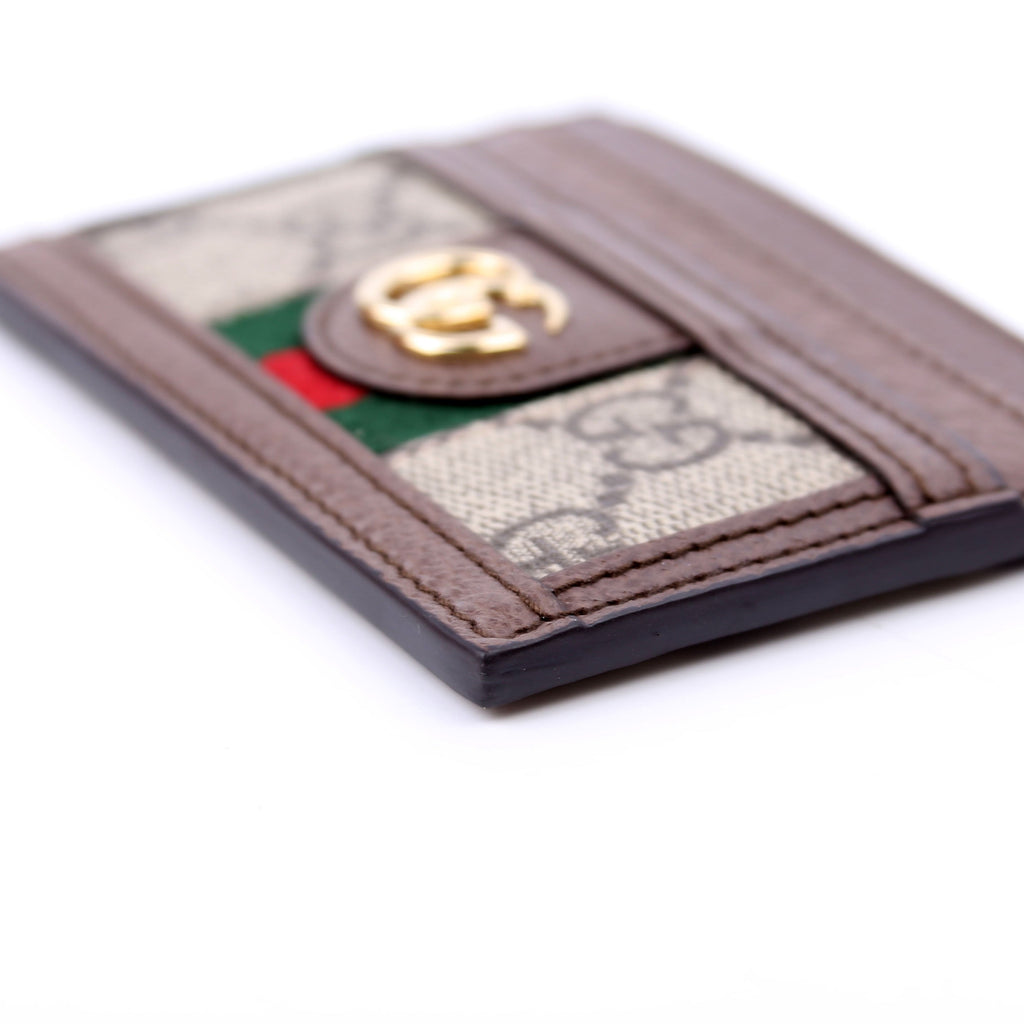523159 Ophidia GG Card Case Brown