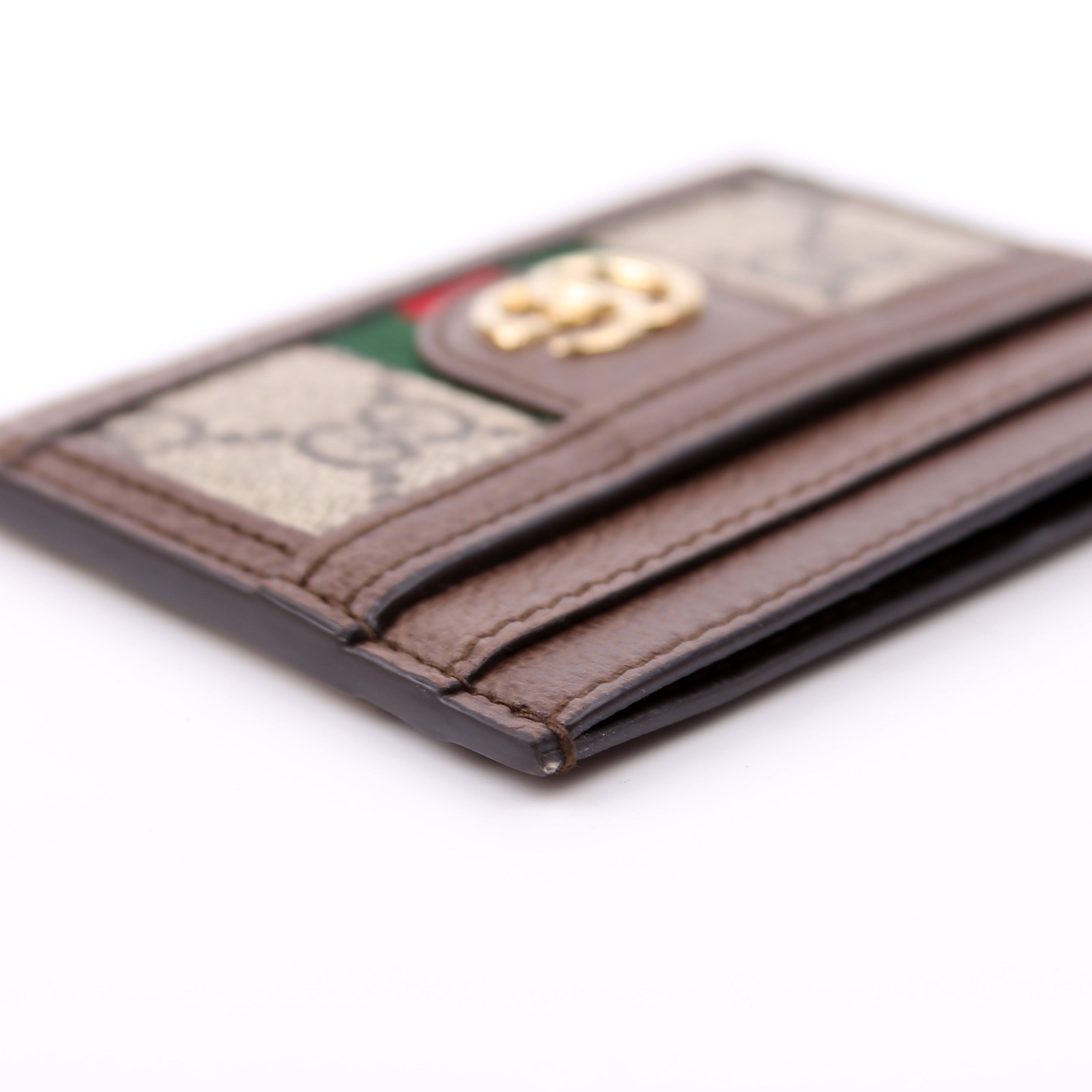 523159 Ophidia GG Card Case Brown